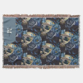 Couverture Monogramme crâne gothique et rose bleue Halloween (Devant)