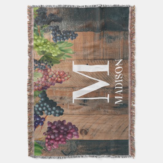 Couverture Monogramme de bois et de raisins rustiques (devant Vertical)