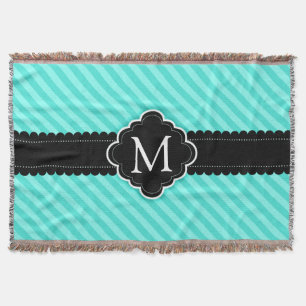 Couverture Monogramme de coutume de noir de motif de rayures