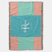 Couverture Monogramme de famille moderne sarcelle, bleu et ro (devant Vertical)