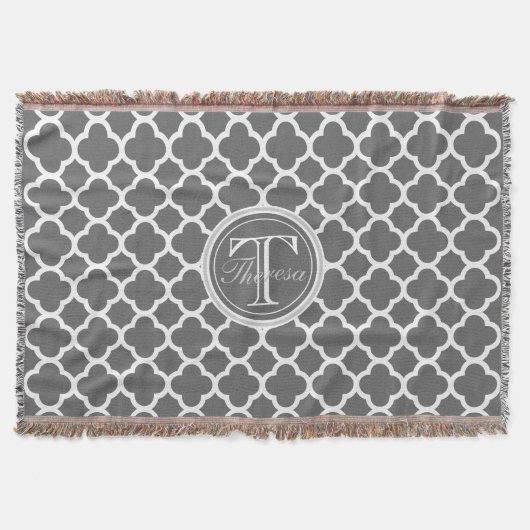 Couverture Monogramme de nom de motif de Quatrefoil de gris (Devant)