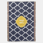 Couverture Monogramme de Quatrefoil Marine et Jaune Marocain (devant Vertical)