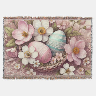 Couverture Monogramme dentelle rose fleurie oeufs de Pâques d