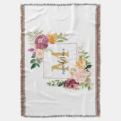 Couverture Monogramme Elegant Aquarelle Rose Floral Botanique (devant Vertical)