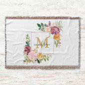 Couverture Monogramme Elegant Aquarelle Rose Floral Botanique