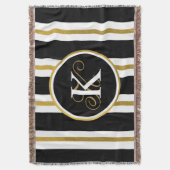 Couverture Monogramme Elégant Noir & Or Personnalisé (devant Vertical)