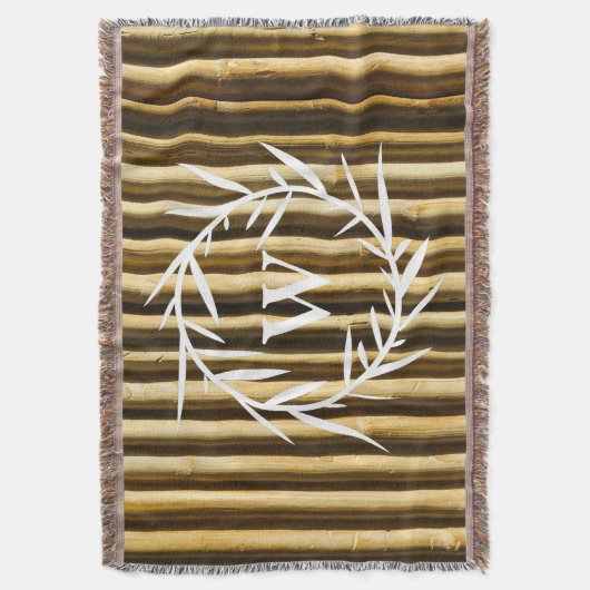Couverture Monogramme en bambou rustique Lignes verticales Mo (devant Vertical)