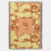 Couverture Monogramme encadré de fleurs - cacao et jaune (devant Vertical)