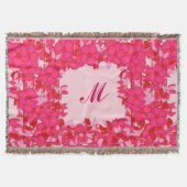 Couverture Monogramme encadré de fleurs - fuchsia et rose (Devant)