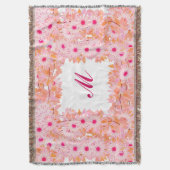 Couverture Monogramme encadré de fleurs - rose et pêche (devant Vertical)