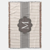 Couverture Monogramme fait sur commande Brown de rayures (devant Vertical)