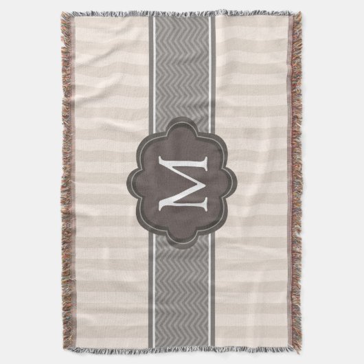 Couverture Monogramme fait sur commande Brown de rayures (devant Vertical)