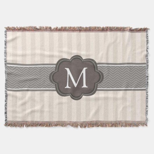 Couverture Monogramme fait sur commande Brown de rayures (Devant)