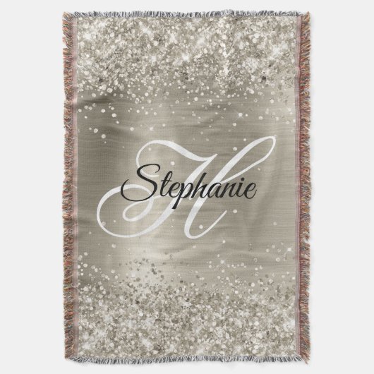 Couverture Monogramme Fantaisie Pailleté en Feuille de Platin (devant Vertical)
