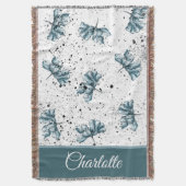 Couverture Monogramme floral bleu acier peint à la main (devant Vertical)