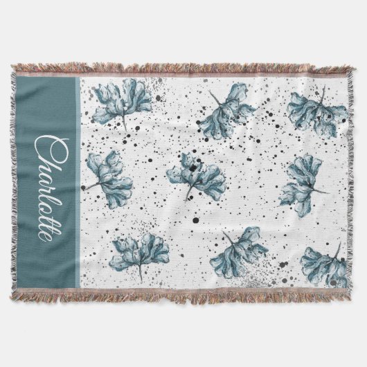 Couverture Monogramme floral bleu acier peint à la main (Devant)