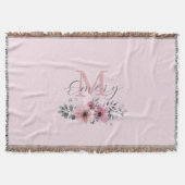 Couverture monogramme floral botanique chic rose (Devant)