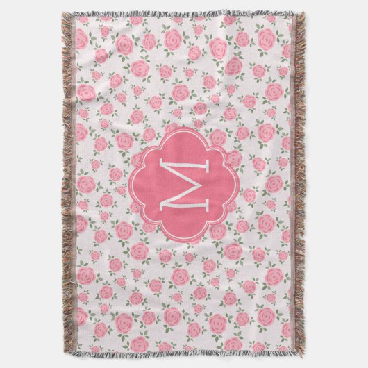 Couverture Monogramme floral rose mignon de motif (devant Vertical)