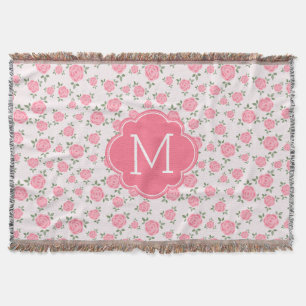 Couverture Monogramme floral rose mignon de motif