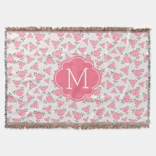 Couverture Monogramme floral rose mignon de motif (Devant)