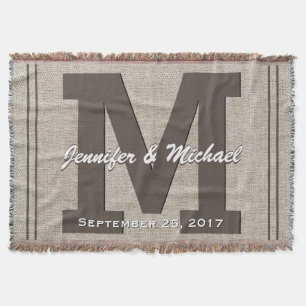 Couverture Monogramme mariage   Regarder le lin rustique