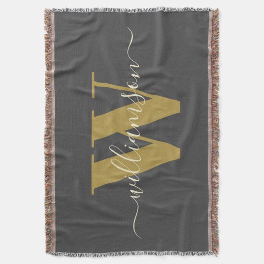 Couverture Monogramme moderne élégant Nom Black Gold   (devant Vertical)