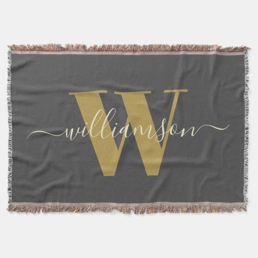 Couverture Monogramme moderne élégant Nom Black Gold (Devant)