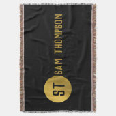 Couverture Monogramme moderne noir & or élégant personnalisé (devant Vertical)