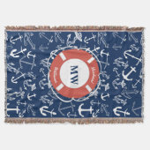 Couverture Monogramme nautique Ancre bleu marine Motif (Devant)