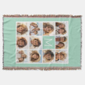 Couverture Monogramme personnalisé Mint Green 11 Photo Collag (Devant)