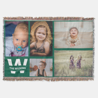 Couverture Monogramme personnalisé turquoise blanc multiple p