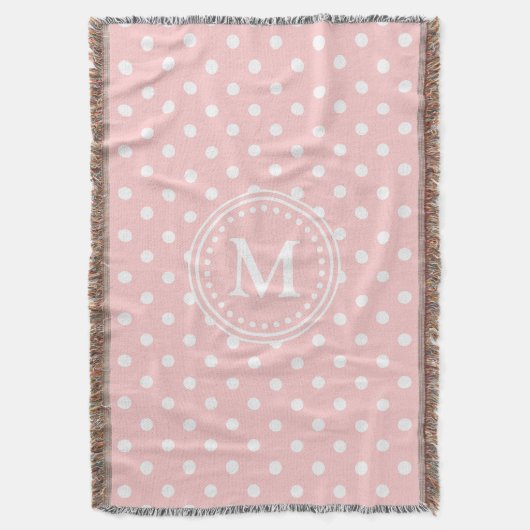 Couverture Monogramme pois bébé rose et blanc (devant Vertical)