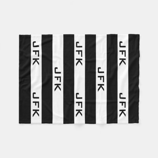 Couverture monogramme rayé noir et blanc (Devant (Horizontal))