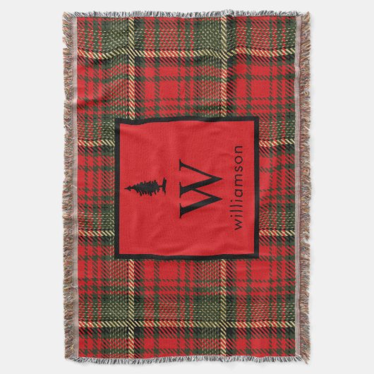 Couverture Monogramme rustique de Noël Tartan Plaid (devant Vertical)