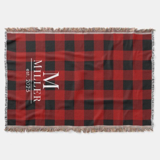 Couverture Monogramme Rustique rouge et noir de Buffalo Check (Devant)