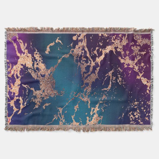 Couverture Moody Luxe Marble | Profond violet et Turquoise or (Devant)