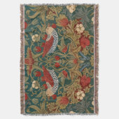 Couverture Morris Strawberry Thief Vert sarcelle Rouge Art fl (devant Vertical)