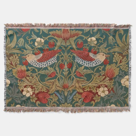Couverture Morris Strawberry Thief Vert sarcelle Rouge Art fl (Devant)
