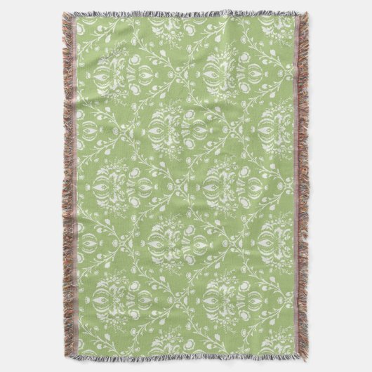 Couverture Moss Green et White Damask (devant Vertical)