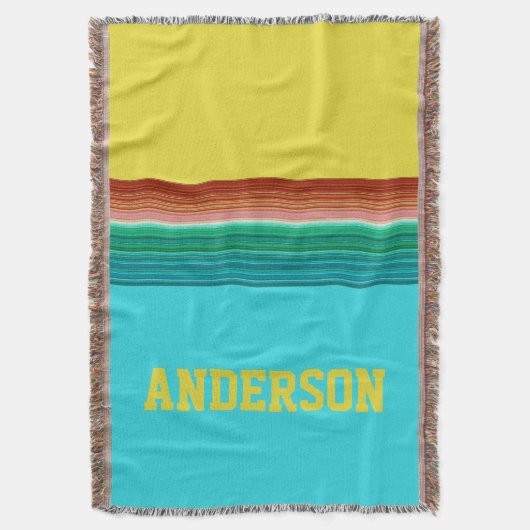 Couverture Motif à bande bleu jaune personnalisé (devant Vertical)