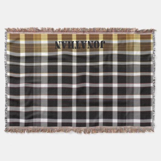 Couverture Motif à carreaux personnalisé moderne noir et blan (Devant)