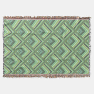 Couverture Motif à échelle à rayures vert olive
