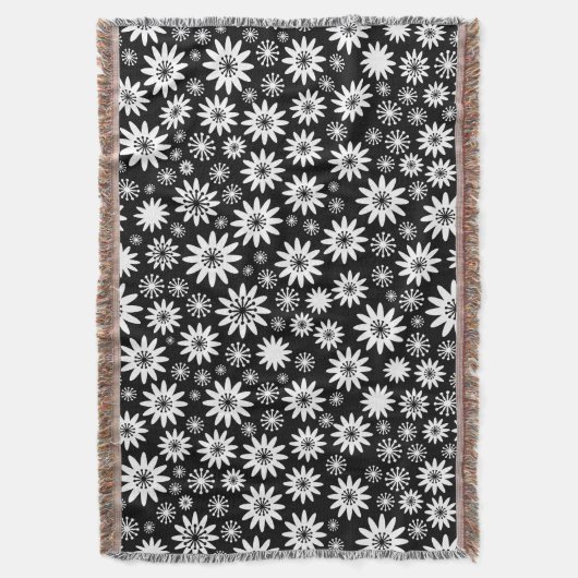 Couverture Motif à fleurs - blanc et noir (devant Vertical)