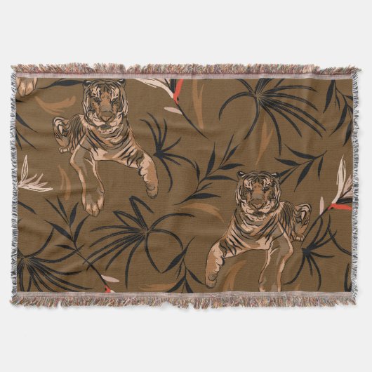Couverture Motif à fleurs de paradis de tigres tropicaux (Devant)