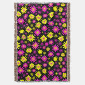 Couverture Motif à fleurs - Rose chaud, Jaune et Noir (devant Vertical)