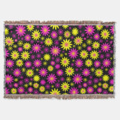 Couverture Motif à fleurs - Rose chaud, Jaune et Noir (Devant)