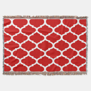 Couverture Motif à treillis quatrefeuilles rouge et blanc