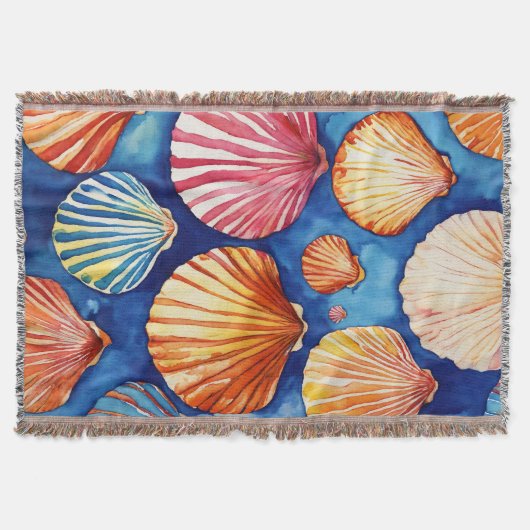 Couverture motif abstrait : coquillages bleu marron (Devant)