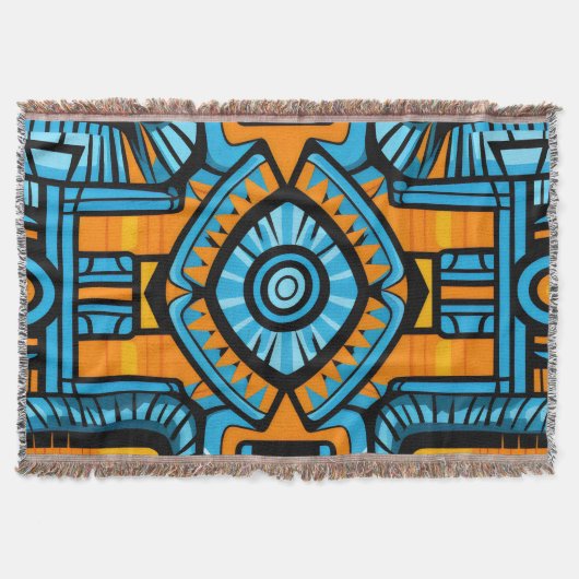 Couverture motif abstrait turquoise et bleu (Devant)