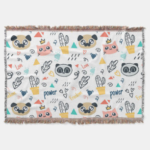 Couverture Motif animal domestique mignon avec lettrage